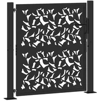 VidaXL Gartentor Schwarz 105x106 cm Stahl Blatt-Design
