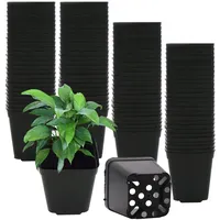 GGOUPTY Pflanzentöpfe Aus Kunststoff 100 Stück 5 cm Schwarz