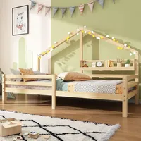 SOFTWEARY Kinderbett mit Lattenrost und Rausfallschutz, 90x200 cm, Hausbett,