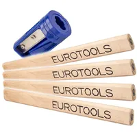 Eurotools Zimmermannsbleistifte 175 mm, 4 Stück, mit Spezialanspitzer -
