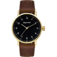 Gigandet Quarzuhr Edelstahl Lederband Gold Schwarz Minimalism - G27-002