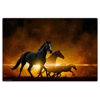 Cover-your-desk.de Schreibtischunterlage "Schwarze Pferde bei Sonnenaufgang" Schwarz (L)60 x