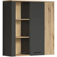 VCM trendteam Vitrine anthrazit Holzwerkstoff, 90x99x34 cm - Gr.: