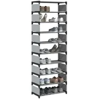 VidaXL Schuhregal 10-stöckig Grau 54x28x158 cm Vliesstoff