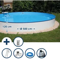 SUMMER FUN Schwimmbecken Pool BORNEO Halbhochbeckenset 5,00 x 1,20