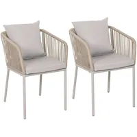 Mendler 2er-Set Gartenstuhl HWC-N41, Outdoor Armlehne, wetterfest Aluminium Seilgeflecht