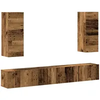 VidaXL 4-tlg. TV-Schrank-Set Wandmontage Altholz-Optik Holzwerkstoff