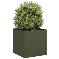 VidaXL Pflanzkübel Olivgrün 40x40x40 cm Kaltgewalzter Stahl