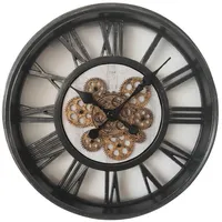 GLOBO Lighting Wanduhr ZALETTI, Schwarz - Goldgelb - Ø