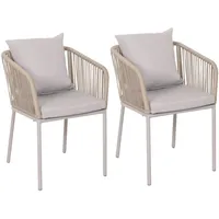 MCW 2er-Set Gartenstuhl MCW-N41, Outdoor Armlehne, wetterfest Aluminium Seilgeflecht