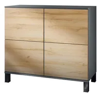 Vladon Kommode, Eiche, Holzwerkstoff, 92.5x84.5x35 cm, Wohnzimmer, Kommoden &