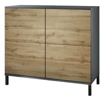 Vladon Kommode, Eiche Wotan, Holzwerkstoff, 92.5x83.5x35 cm, Wohnzimmer, Kommoden