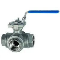 Riegler 3-Wege-Kugelhahn, L-Bohrung, Edelstahl 1.4408, G 1, DN 25,