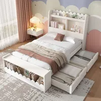 XDOVET Kinderbett Einzelbett 90 x 190 cm Holz weiß