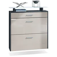 Vladon Schuhschrank, Sand, Holzwerkstoff, 89x96x23 cm, Garderobe, Schuhaufbewahrung, Schuhkipper