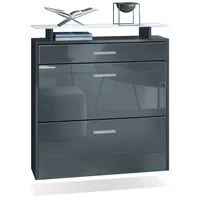 Vladon Schuhschrank, Grau, Holzwerkstoff, 89x96x23 cm, Garderobe, Schuhaufbewahrung, Schuhkipper