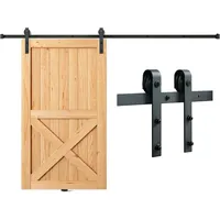 Vevor 244cm Schiebetürbeschlag J-förmig Schiebetürsystem mit 2-teiligen Schienen 150kg