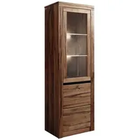 MASSIVMOEBEL24.DE Vitrine Wild-/Zerreiche 62x42x191 Tabacco brown geölt MONTREUX #320