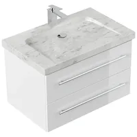 Posseik Badmöbel Marmor Carrara White Yamo 75 cm weiß