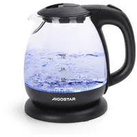 Aigostar Wasserkocher Kleiner wasserkocher glas mit led-beleuchtung, 1 Liter,