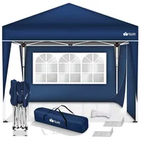 Tillvex Pavillon 3x3m Blau - mit 2 Seitenteilen wasserdicht