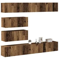 VidaXL 6-tlg. TV-Schrank-Set Wandmontage Altholz-Optik Holzwerkstoff