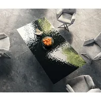 DeLife Esstisch Edge 200x100 Reliefglas Rauchschwarz 3D-Design Kreuzgestell Rechteck