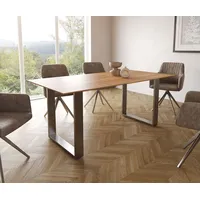 DeLife Esstisch Edge 180x90 Akazie Natur Edelstahl Schmal Schweizer