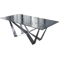 DeLife Esstisch Edge 200x100 Reliefglas Rauchschwarz 3D-Design Spider Flachstahl