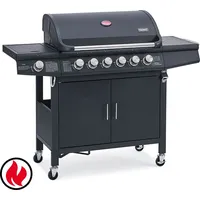 TAINO Gasgrill BBQ Grillwagen Edelstahl Brenner+ Seitenkocher Schwarz