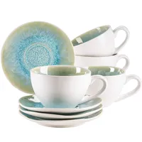 Mäser Tassen-Set, Steinzeug Frozen Grün, 8-teiliges Set