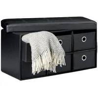 Relaxdays Sitzbank mit Stauraum Schwarz