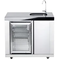 All'Grill Modul 1: Anbauwaschbecken/Kühlschrankkombination inkl. CASO Kühlschrank - 96x58x90