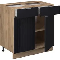 Vicco Küchenunterschrank Fame-Line Schwarz Gestreift 80 cm ohne Arbeitsplatte