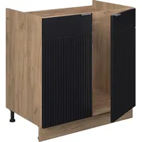 Vicco Spülenunterschrank Fame-Line Schwarz Gestreift 80 cm ohne Arbeitsplatte