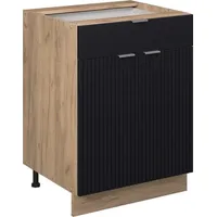 Vicco Küchenunterschrank Fame-Line Eiche Schwarz gestreift 60 cm ohne