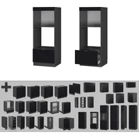 Vicco Mikrowellenschrank Fame-Line Anthrazit Schwarz gestreift 60 cm offen