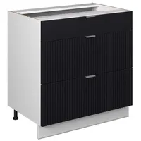 Vicco Schubladenunterschrank Fame-Line Schwarz gestreift 80 cm mit 3