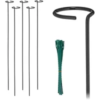 Relaxdays Pflanzstäbe Metall, 6er Set, Rankstäbe mit Ring, 80