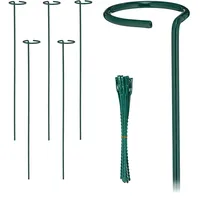 Relaxdays Pflanzstäbe Metall, 6er Set, Rankstäbe mit Ring, Metallstäbe