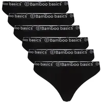 Bamboo basics Damen String EMMA, 6er Pack - Logo-Bund,