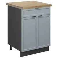 Vicco Küchenunterschrank Fame-Line Anthrazit Hellblau-Grau gerahmt 60 cm mit