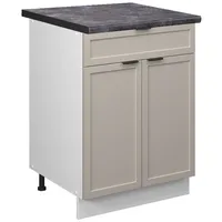 Vicco Küchenunterschrank Fame-Line Weiß Grau-Beige gerahmt 60 cm mit