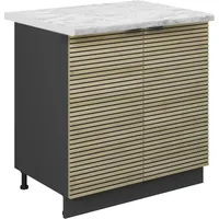 Vicco Spülenunterschrank Fame-Line Anthrazit Eiche gefräst 80 cm mit