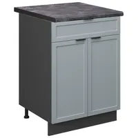 Vicco Küchenunterschrank Fame-Line Anthrazit Hellblau-Grau gerahmt 60 cm mit