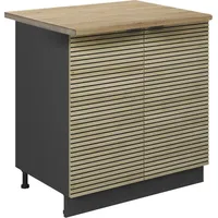 Vicco Spülenunterschrank Fame-Line Anthrazit Eiche gefräst 80 cm mit