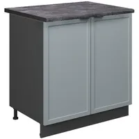 Vicco Spülenunterschrank Fame-Line Anthrazit Hellblau-Grau gerahmt 80 cm mit