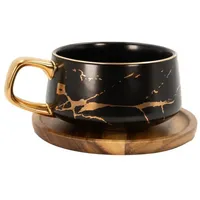 Intirilife Tasse aus Keramik im Marmor Design in Schwarz