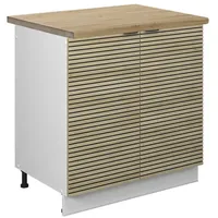 Vicco Spülenunterschrank Fame-Line Weiß Eiche gefräst 80 cm mit