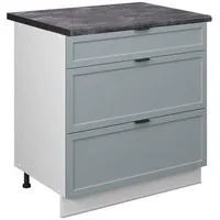 Vicco Küchenunterschrank, Hellblau, Weiß Hellblau-Grau gerahmt 80 cm mit